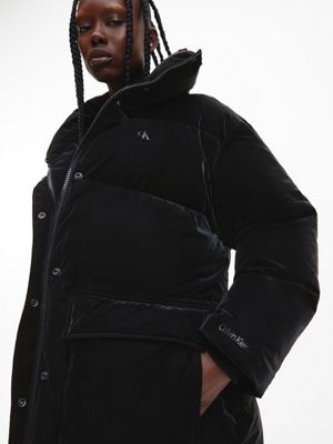 CK BLACK Chaqueta de plumas con cinturón de tacto suave de mujer CALVIN KLEIN JEANS