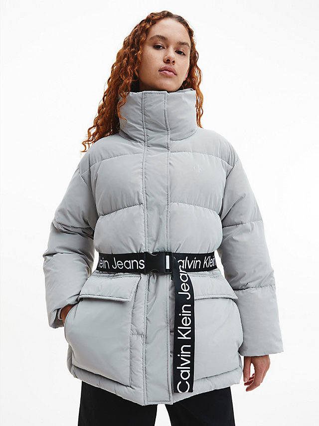 Mercury Grey Soft Touch Belted Puffer Jacket undefined women Calvin Klein
