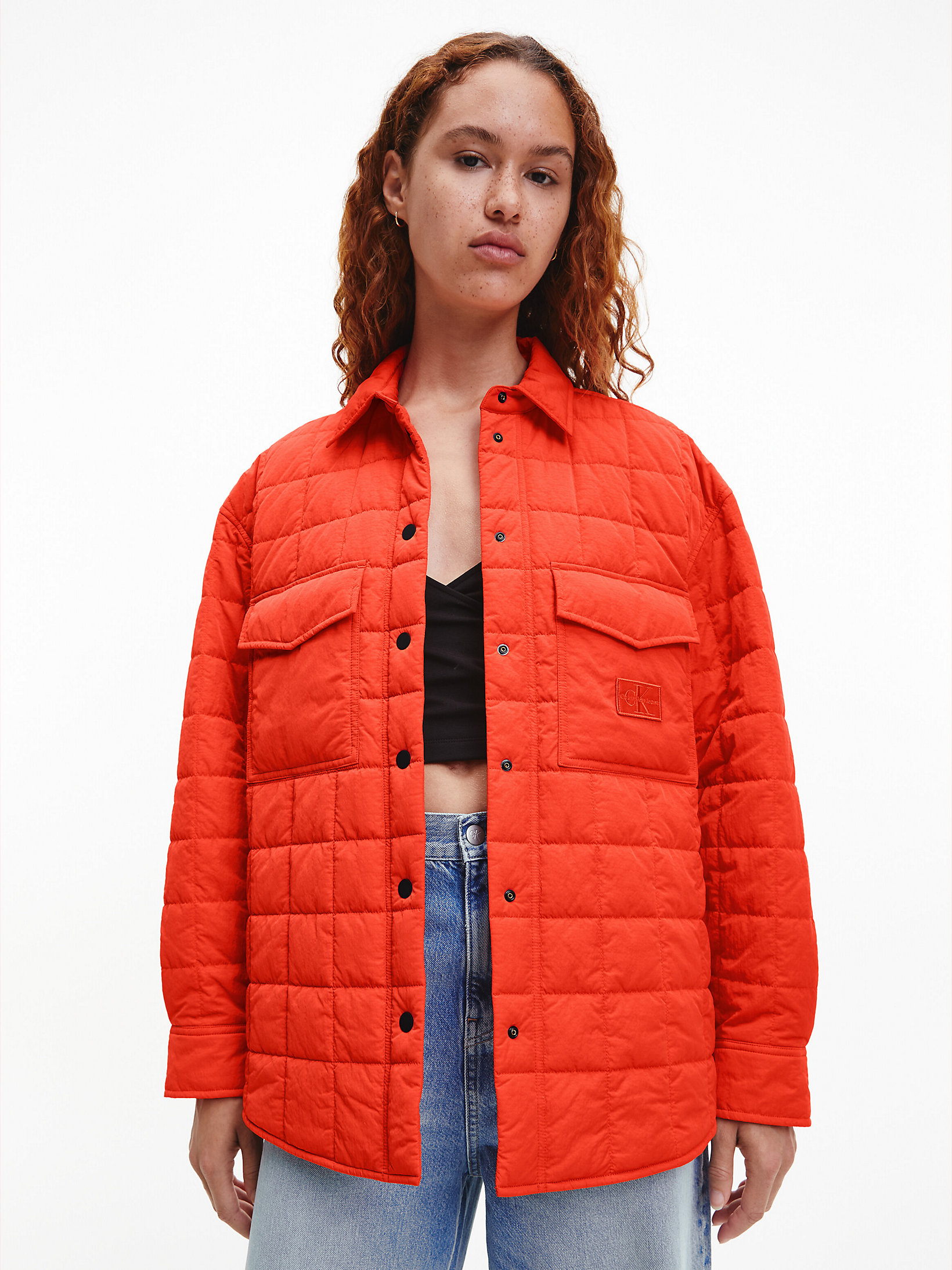 Giacca.Camicia Trapuntata In Nylon Riciclato > Coral Orange > undefined donna > Calvin Klein