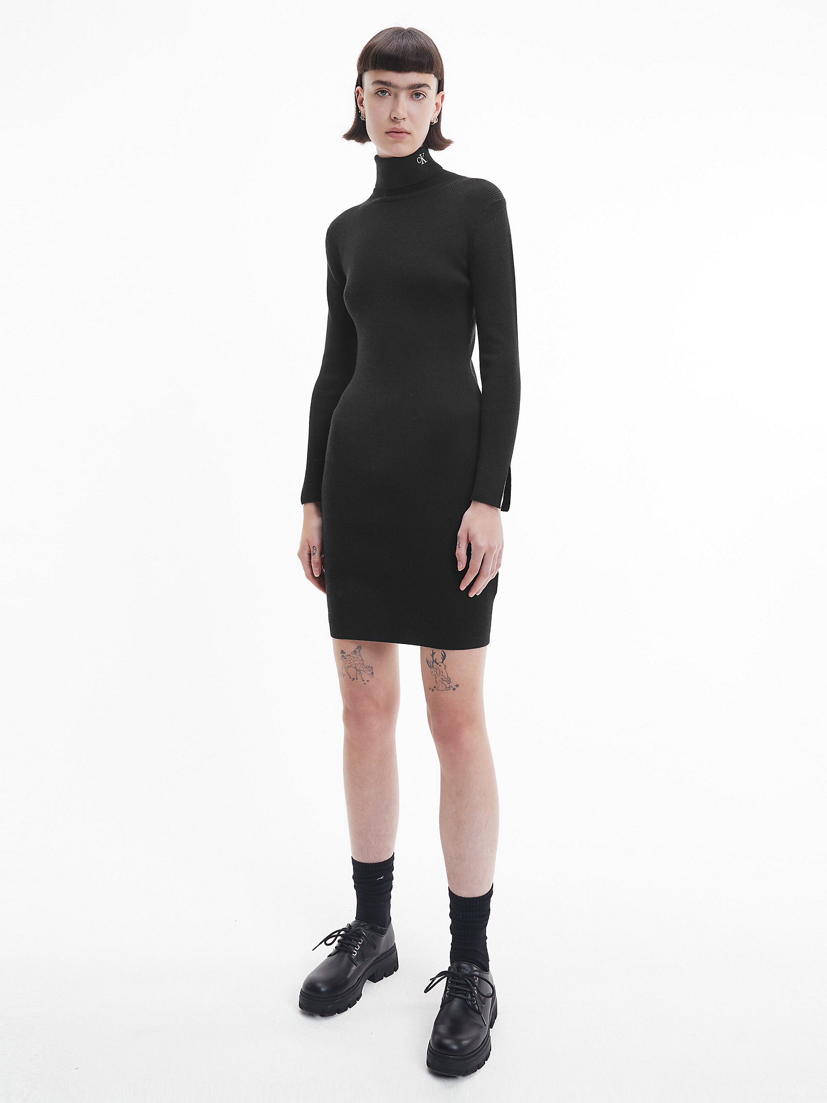 CK Black Roll Neck Jumper Dress undefined women Calvin Klein