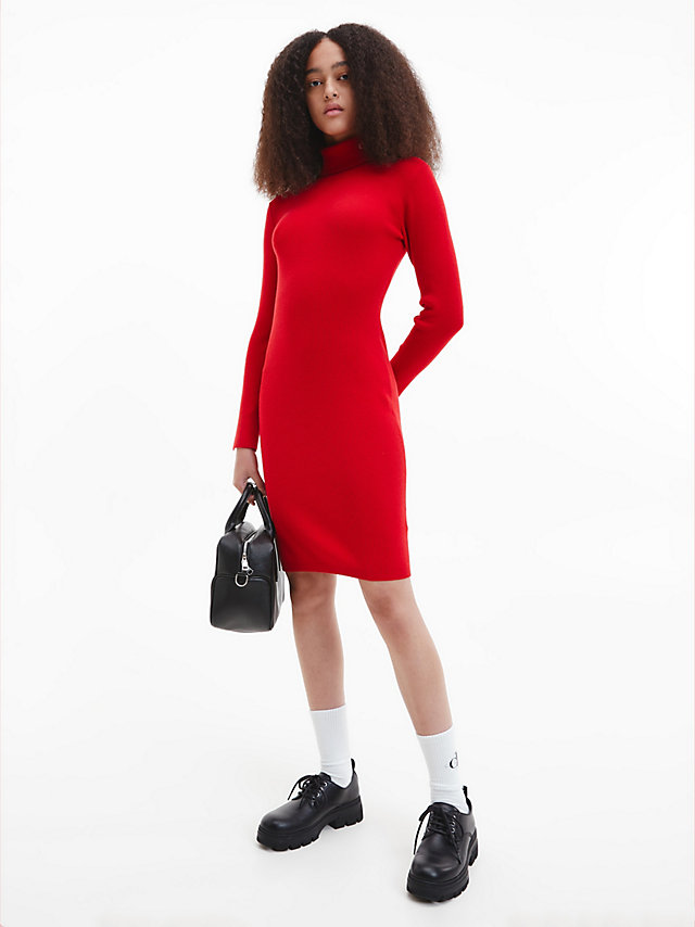 Candy Apple Roll Neck Jumper Dress undefined women Calvin Klein