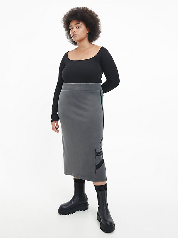 INDUSTRIAL GREY Cotton Terry Logo Midi Skirt for women CALVIN KLEIN JEANS