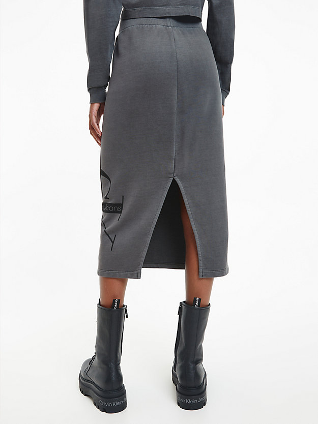 INDUSTRIAL GREY Cotton Terry Logo Midi Skirt for women CALVIN KLEIN JEANS