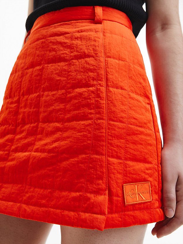 coral orange quilted mini skirt for women calvin klein jeans