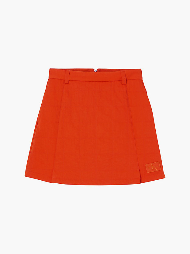 coral orange quilted mini skirt for women calvin klein jeans