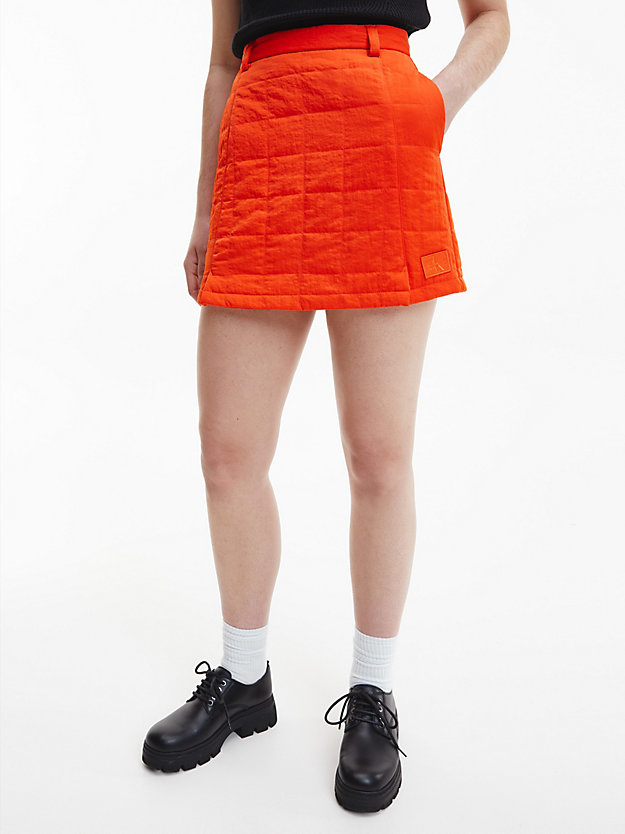 CORAL ORANGE Quilted Mini Skirt for women CALVIN KLEIN JEANS