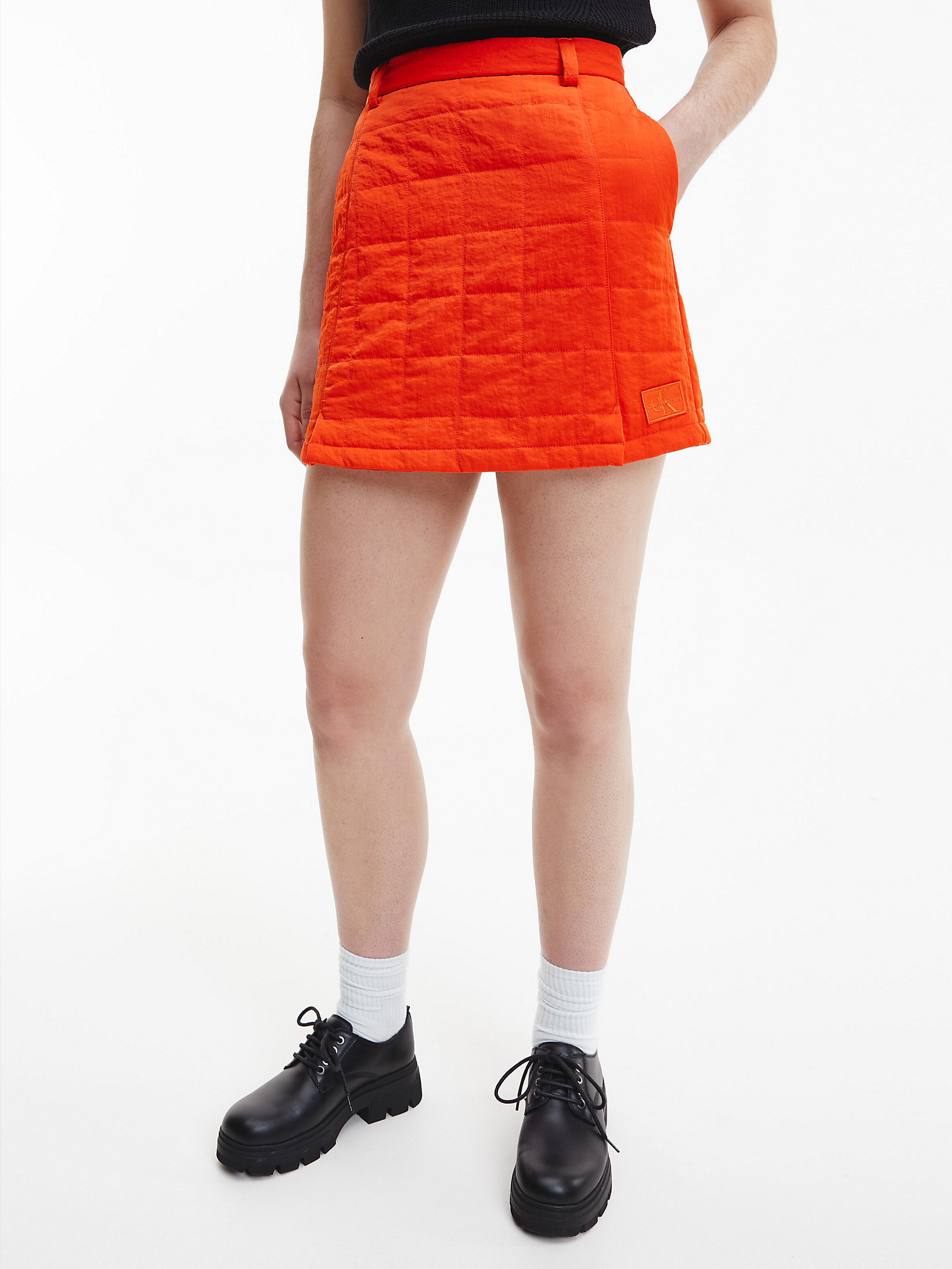 Coral Orange Mini-Jupe Matelassée undefined femmes Calvin Klein