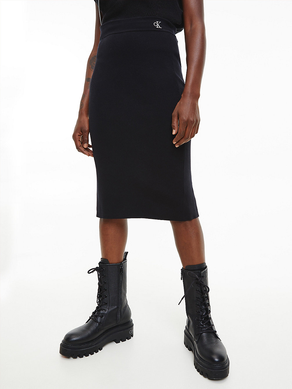 CK BLACK > Spódnica Midi Z Dzianiny Ze Stretchem > undefined Kobiety - Calvin Klein