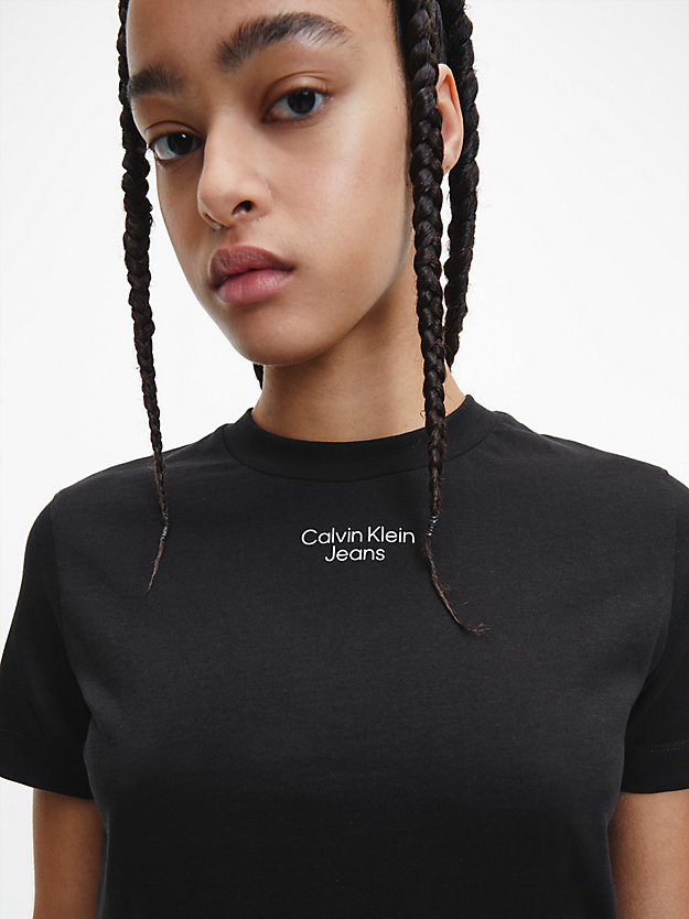 CK BLACK T-shirt z logo z bawełny organicznej dla Kobiety CALVIN KLEIN JEANS