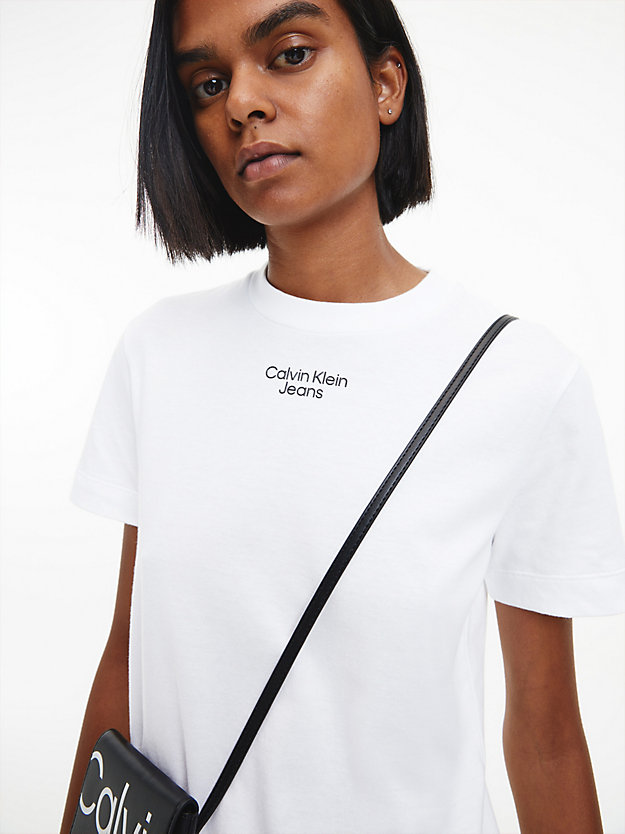 BRIGHT WHITE T-shirt in cotone biologico con logo da donna CALVIN KLEIN JEANS