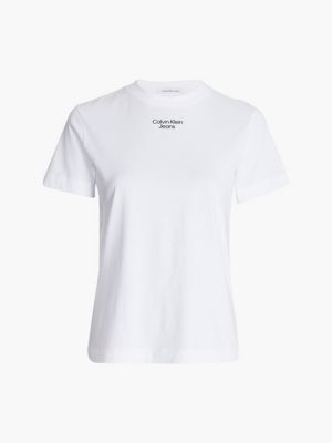 BRIGHT WHITE T-shirt z logo z bawełny organicznej dla Kobiety CALVIN KLEIN JEANS