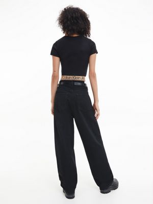 CK BLACK / TIMELESS CAMEL Recycled Cotton Logo Tape T-shirt for women CALVIN KLEIN JEANS