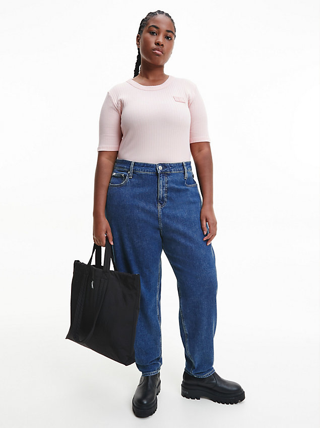 pink smal cropped t-shirt met embleem voor dames - calvin klein jeans