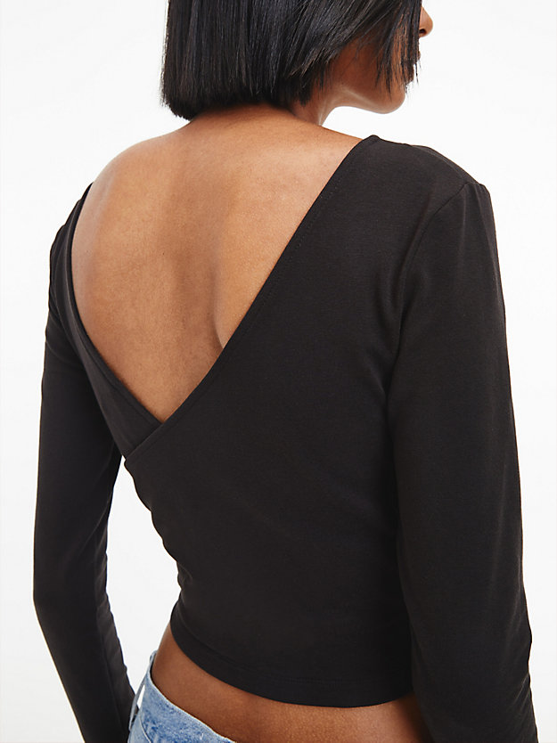 CK BLACK Long Sleeve Wrap Top for women CALVIN KLEIN JEANS