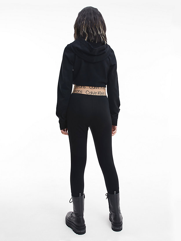 CK BLACK Milano Jersey Cropped Hoodie for women CALVIN KLEIN JEANS