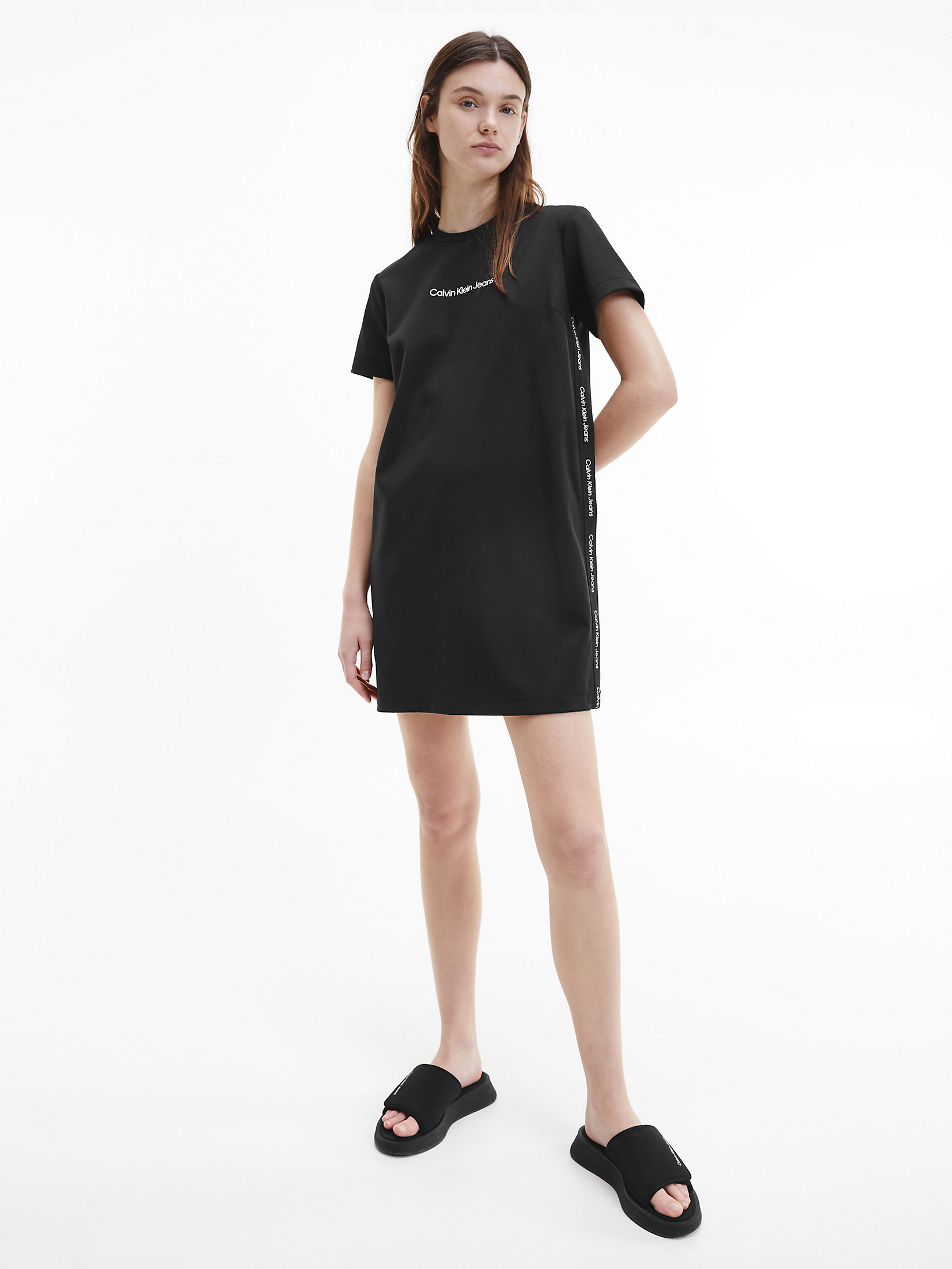 CK Black Recycled Milano Jersey T-Shirt Dress undefined women Calvin Klein