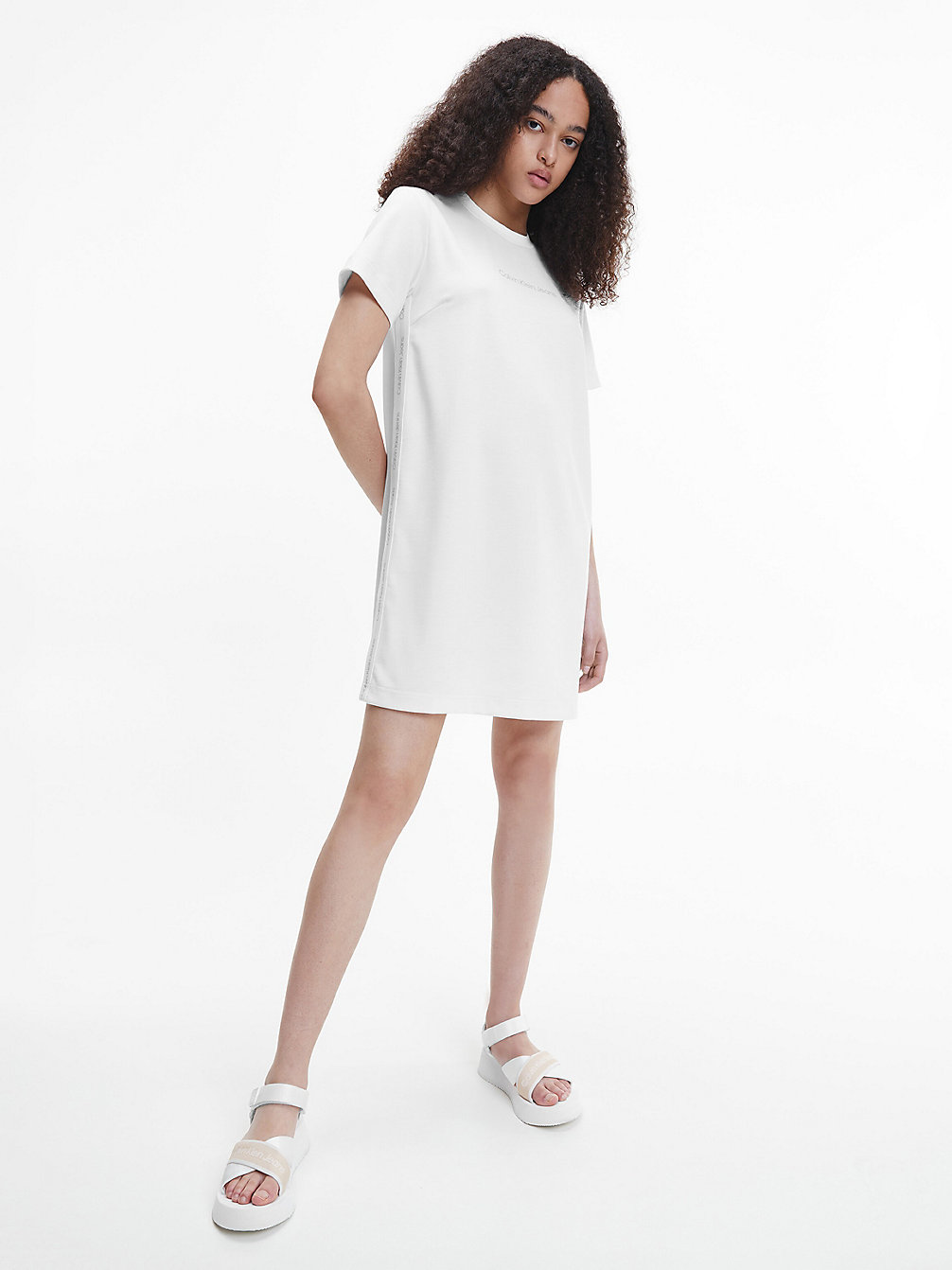 BRIGHT WHITE Robe T-Shirt En Jersey Milano Recyclé undefined femmes Calvin Klein