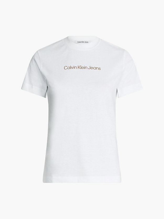 BRIGHT WHITE / PERFECT TAUPE Organic Cotton Logo T-shirt for women CALVIN KLEIN JEANS