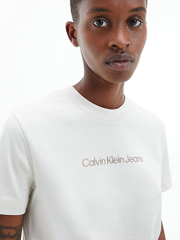 EGGSHELL / PERFECT TAUPE T-shirt in cotone biologico con logo da donna CALVIN KLEIN JEANS