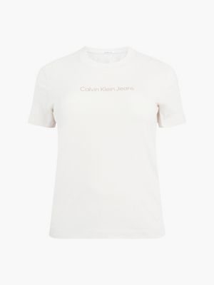 EGGSHELL / PERFECT TAUPE T-shirt in cotone biologico con logo da donna CALVIN KLEIN JEANS