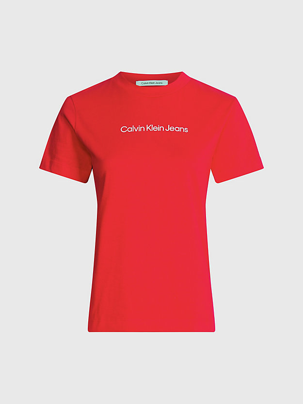 CANDY APPLE / BRIGHT WHITE Camiseta de algodón orgánico con logo de mujer CALVIN KLEIN JEANS