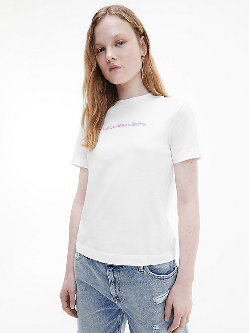 Calvin Klein T-shirt Korte Mouw J20j208606 in het Wit Dames Kleding voor voor Tops voor T-shirts 