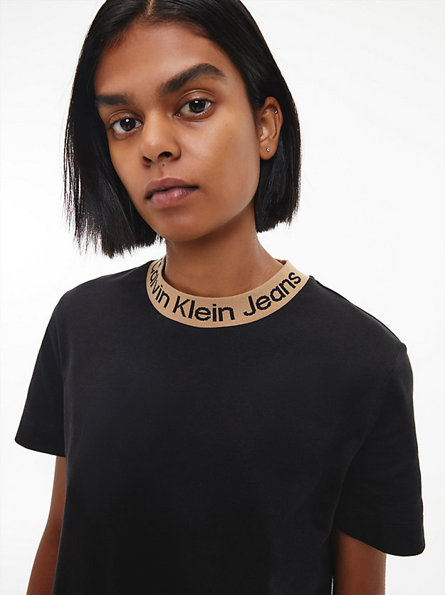 CK BLACK Organic Cotton Logo Collar T-shirt for women CALVIN KLEIN JEANS