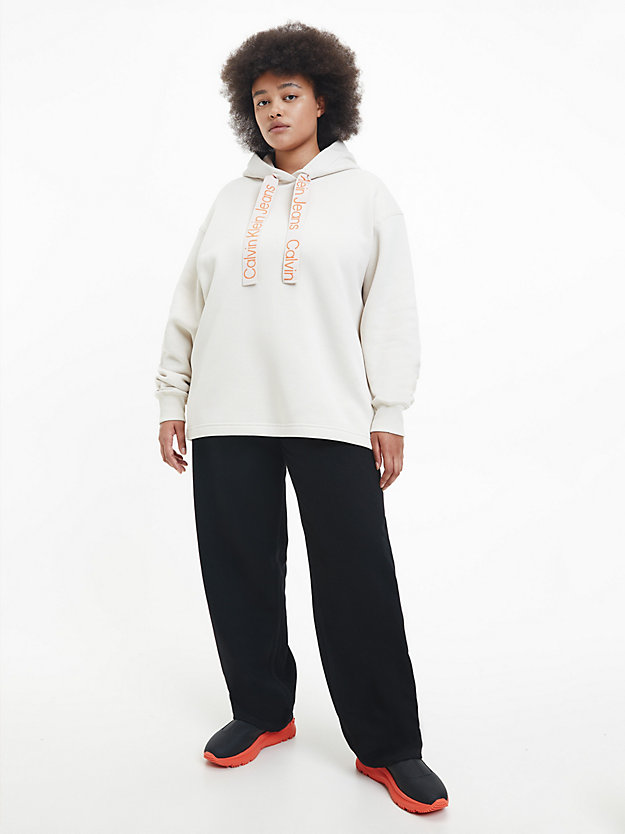 EGGSHELL/ CORAL ORANGE Bluza z kapturem oversize z Logo Tape dla Kobiety CALVIN KLEIN JEANS