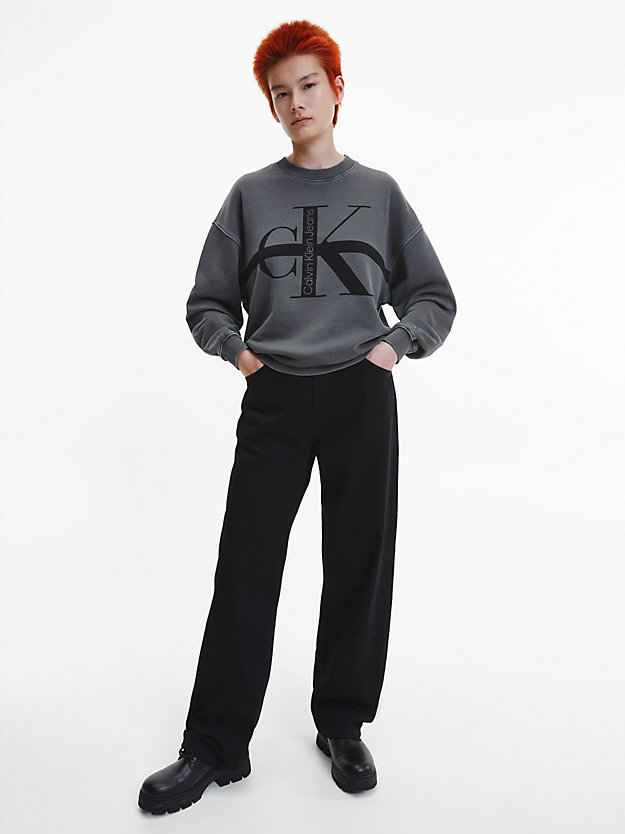 INDUSTRIAL GREY Relaxed Monogram Sweatshirt for women CALVIN KLEIN JEANS