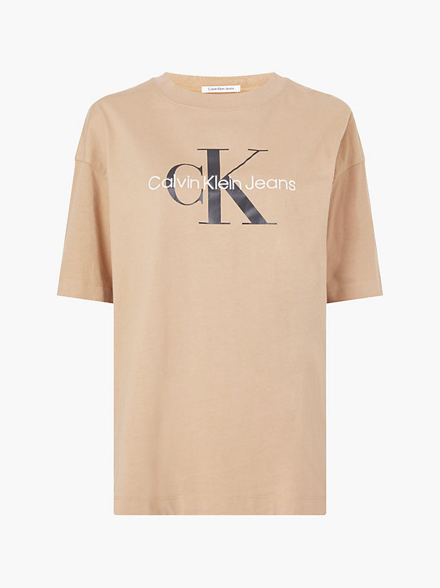 TIMELESS CAMEL Camiseta de algodón orgánico con monograma de mujer CALVIN KLEIN JEANS