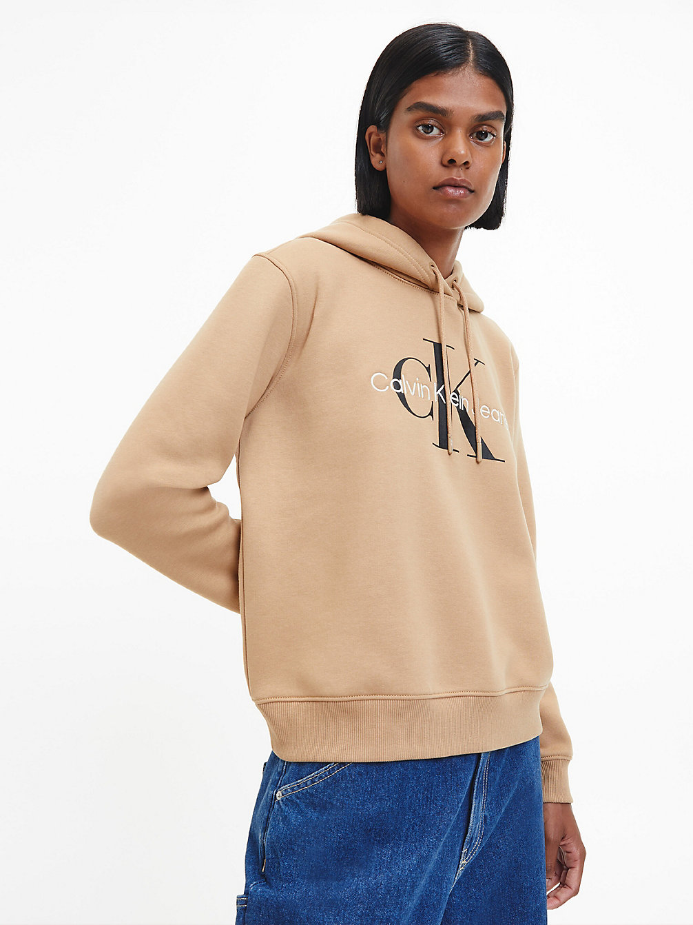TIMELESS CAMEL Monogram Hoodie undefined women Calvin Klein