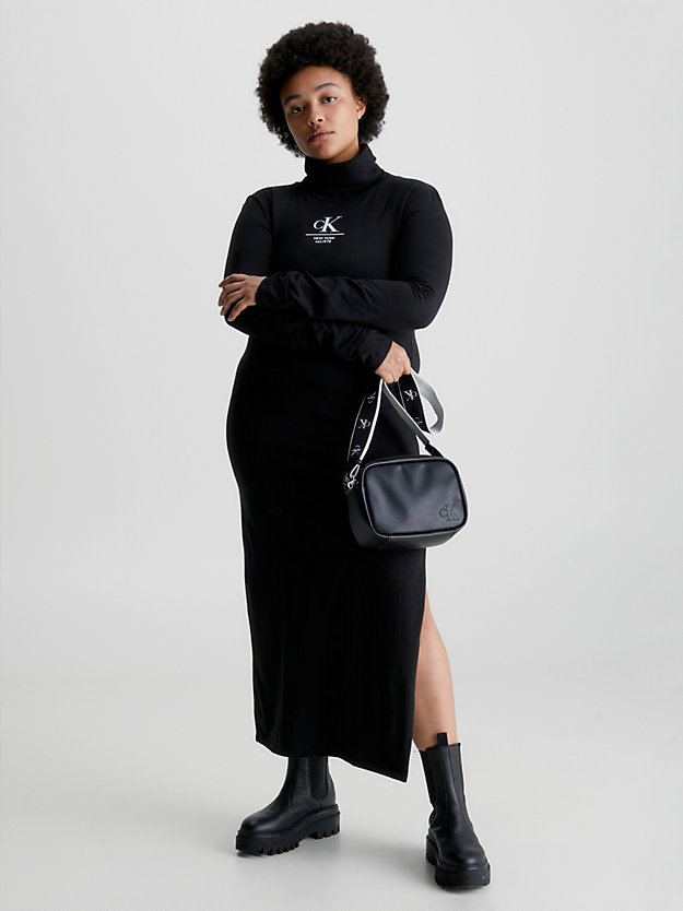 CK BLACK Jersey maxi-jurk met col voor dames CALVIN KLEIN JEANS