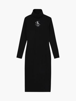 CK BLACK Jersey Roll Neck Maxi Dress for women CALVIN KLEIN JEANS
