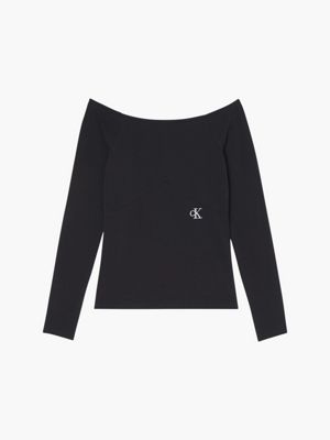 CK BLACK Schmales Off Shoulder Top für Damen CALVIN KLEIN JEANS