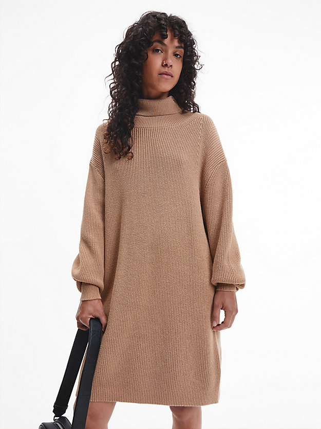 TIMELESS CAMEL Rollkragenkleid aus Bio-Baumwolle für Damen CALVIN KLEIN JEANS