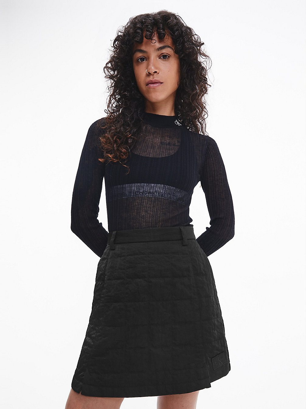 CK BLACK > Wąski Sweter Z Prześwitującej Dzianiny > undefined Kobiety - Calvin Klein
