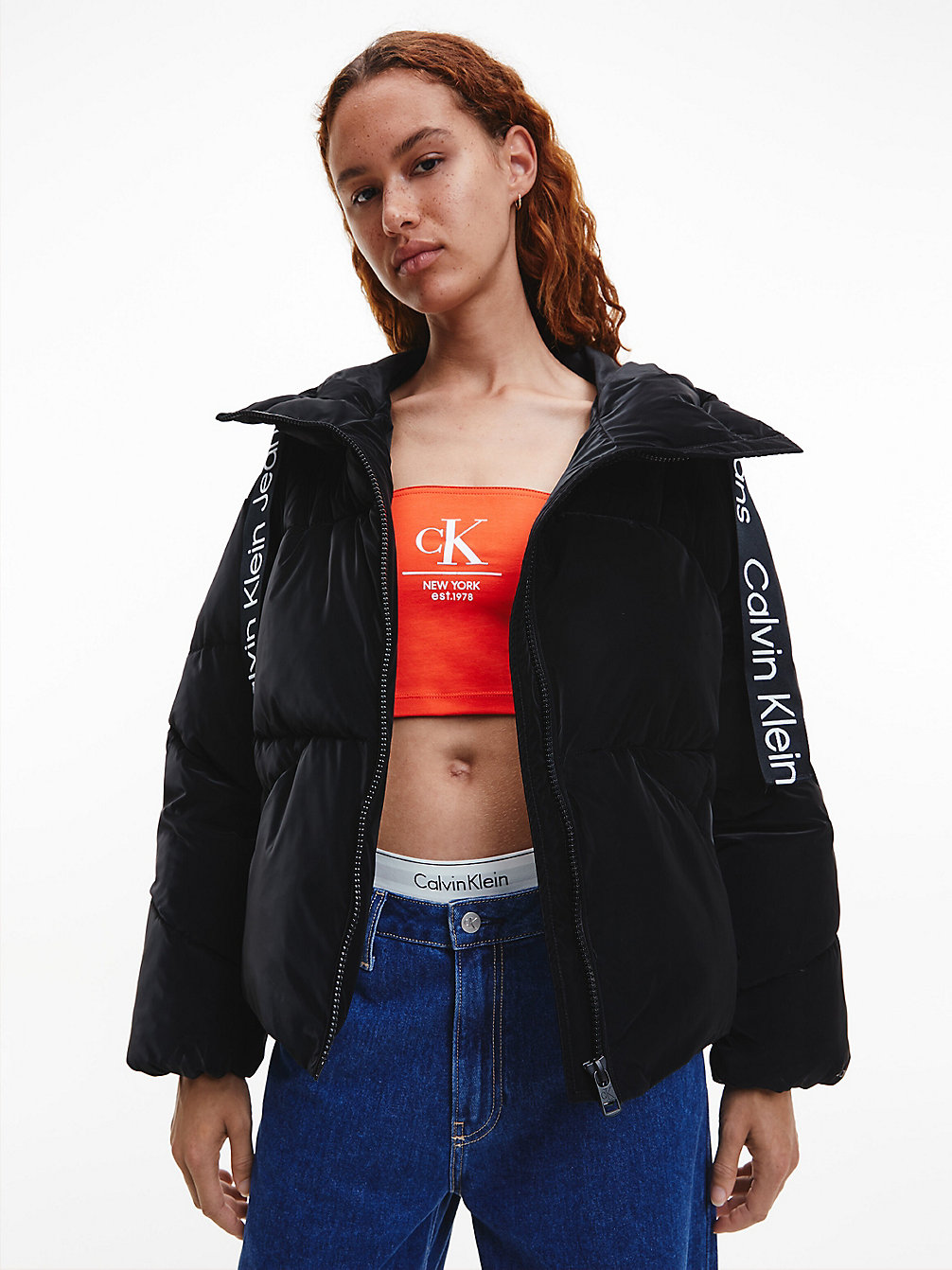CK BLACK > Пуховик из мягкой на ощупь ткани с тесьмой с логотипом > undefined Женщины - Calvin Klein