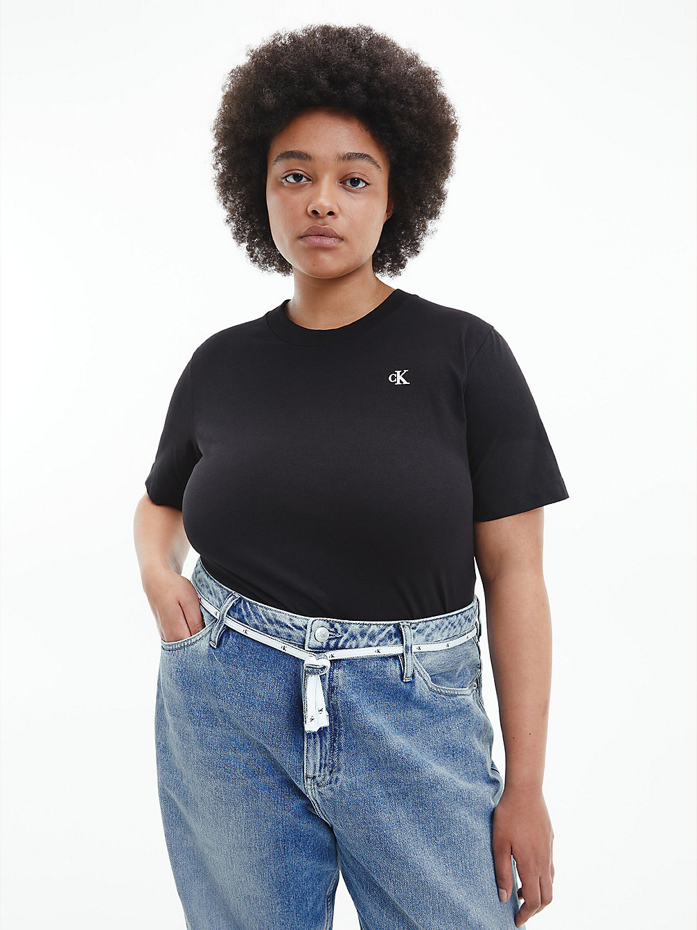 CK BLACK Monogramm-T-Shirt In Großen Größen undefined Damen Calvin Klein