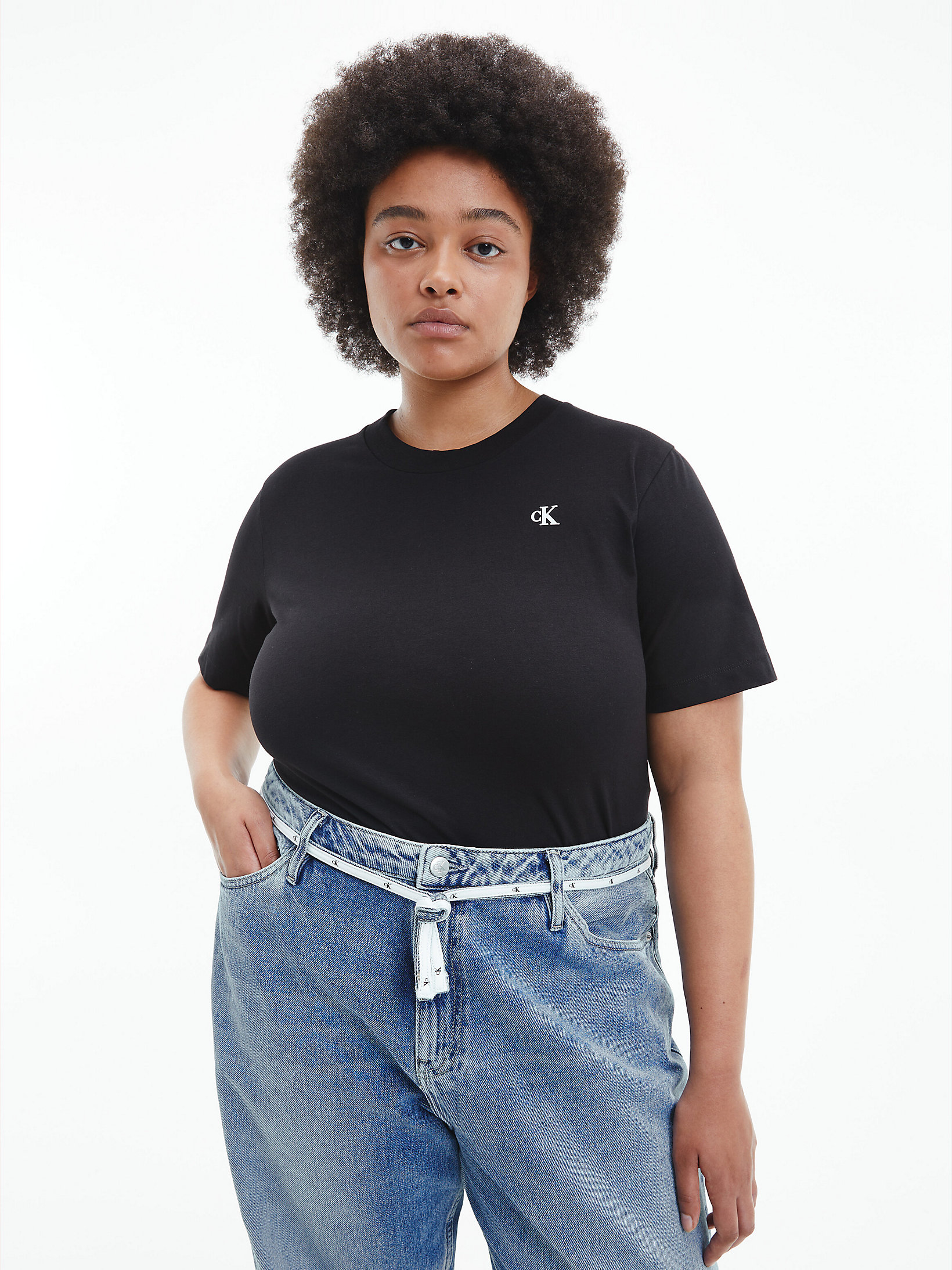 T-Shirt Con Monogramma Plus Size > CK Black > undefined donna > Calvin Klein
