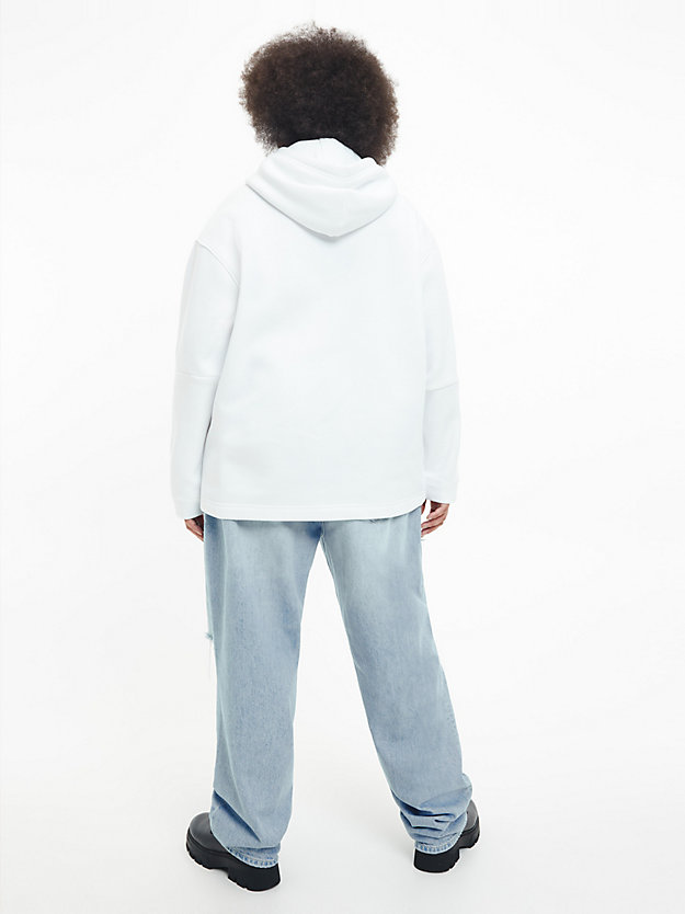 BRIGHT WHITE/CORAL ORANGE Bluza z kapturem z logo plus size dla Kobiety CALVIN KLEIN JEANS