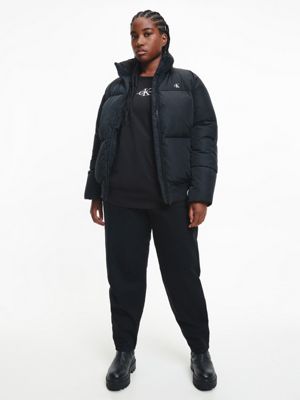 black plus size recycled nylon bomber jacket for women calvin klein jeans