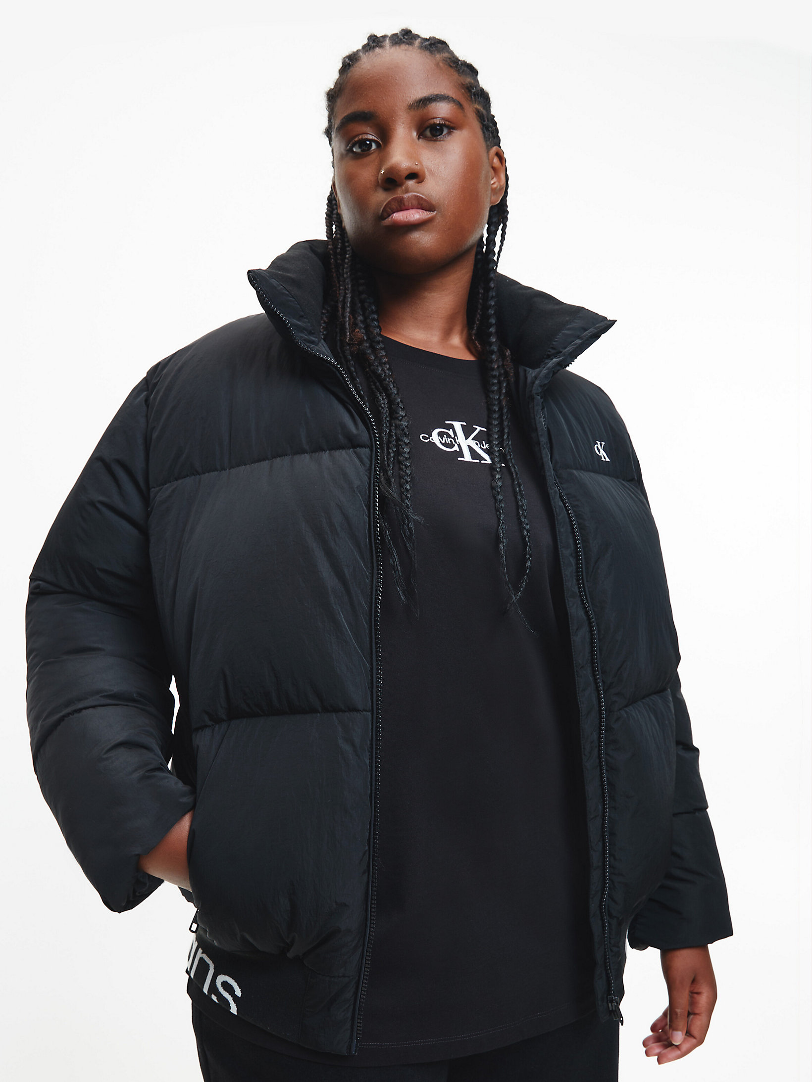 CK Black Plus Size Recycled Nylon Bomber Jacket undefined women Calvin Klein