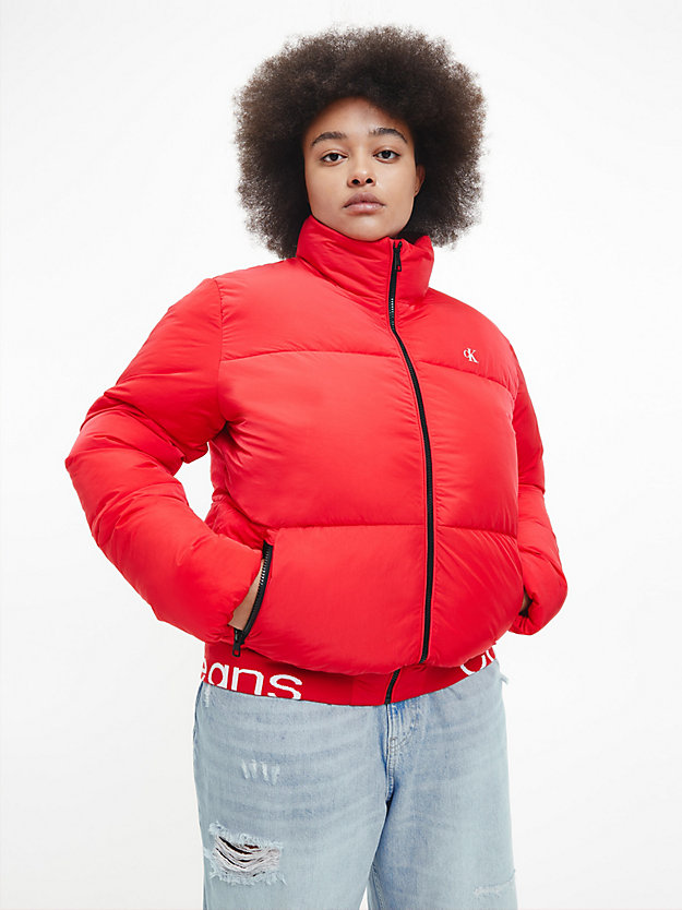 CANDY APPLE Plus Size Recycled Nylon Bomber Jacket for women CALVIN KLEIN JEANS
