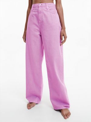 purple high rise relaxed jeans für damen - calvin klein jeans