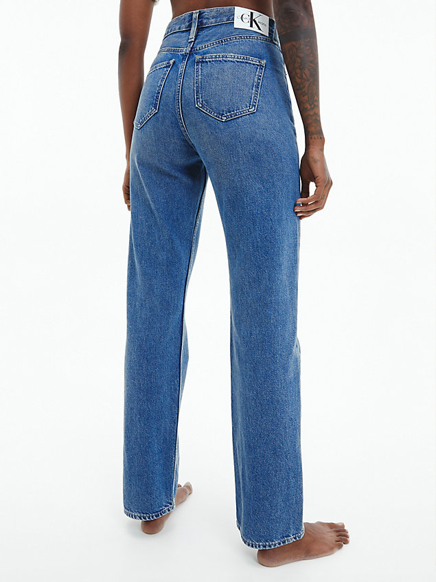 blue high rise straight jeans für damen - calvin klein jeans