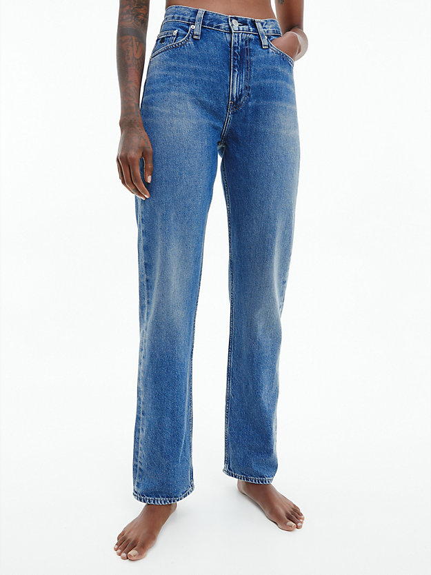 denim dark high rise straight jeans voor dames - calvin klein jeans