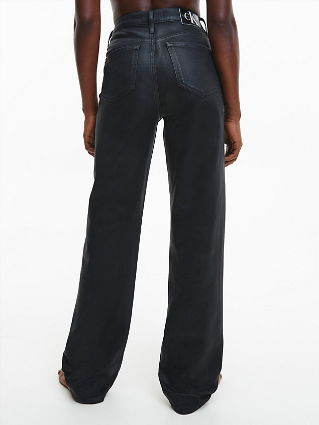 black gecoate high rise straight jeans voor dames - calvin klein jeans
