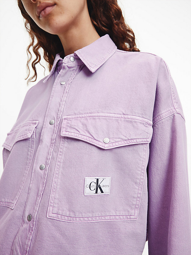 purple oversized cropped denim shirt for women calvin klein jeans