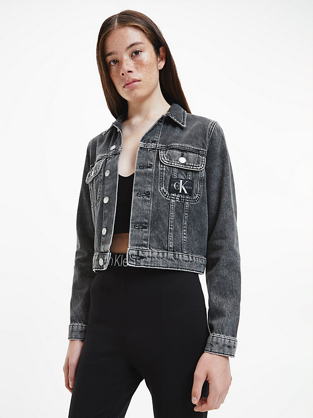 denim grey cropped denim jacket for women calvin klein jeans