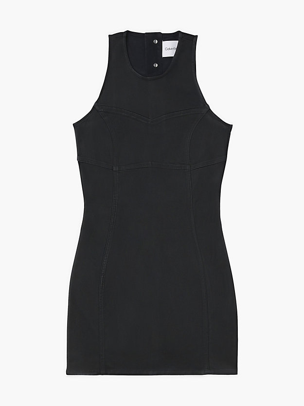 DENIM BLACK Coated Denim Mini Dress for women CALVIN KLEIN JEANS